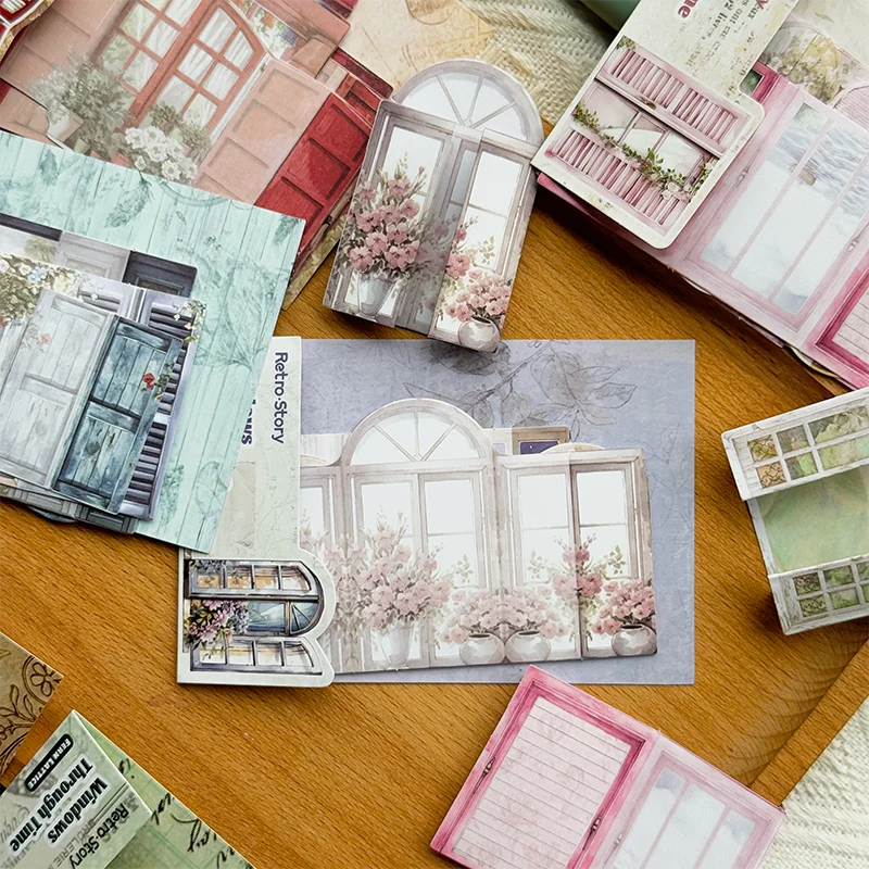 Vintage Window & Door Scrapbook Stickers – 10pcs Per Pack Decorative Craft Stickers Qme