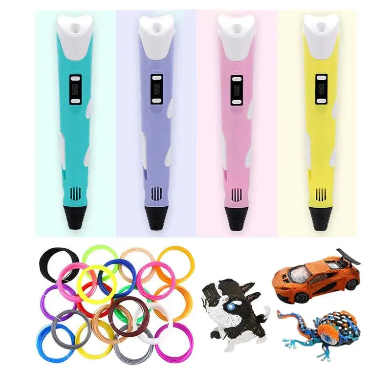 3D Printing Pen Digital Display – Doodles, Art & Crafts USB 3D Doodle Pen Qme
