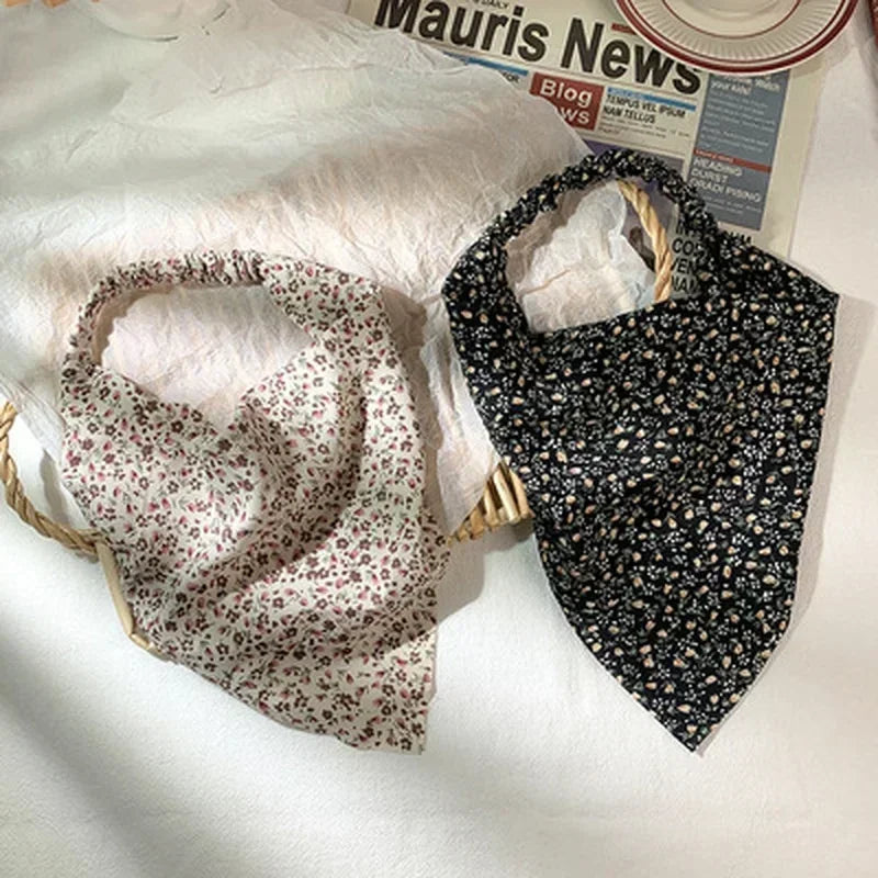 Floral Cotton Kerchief Headscarf – Triangle Head & Wrist Wrap Kerchief Head Wrap Qme