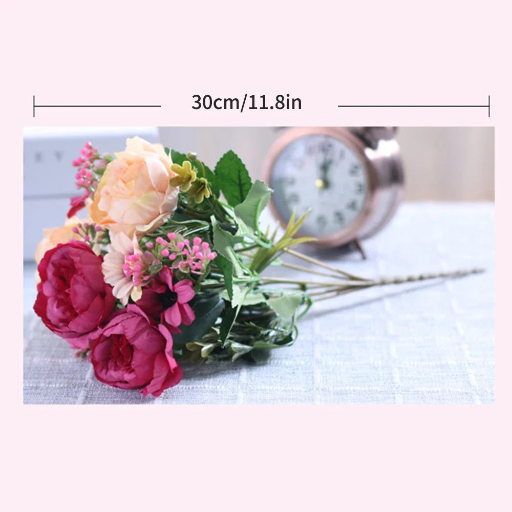 Silk Peony & Baby's Breath Artificial Flower Bouquet Artificial Flower Bouquet Qme