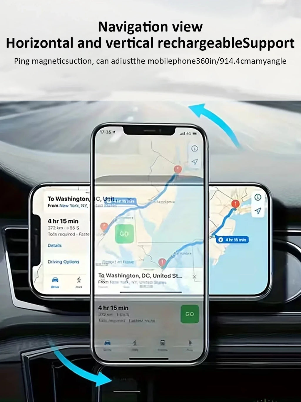 Magnetic Wireless Car Charger Phone Holder – 15W Fast Charge Wireless Car Charger Qme