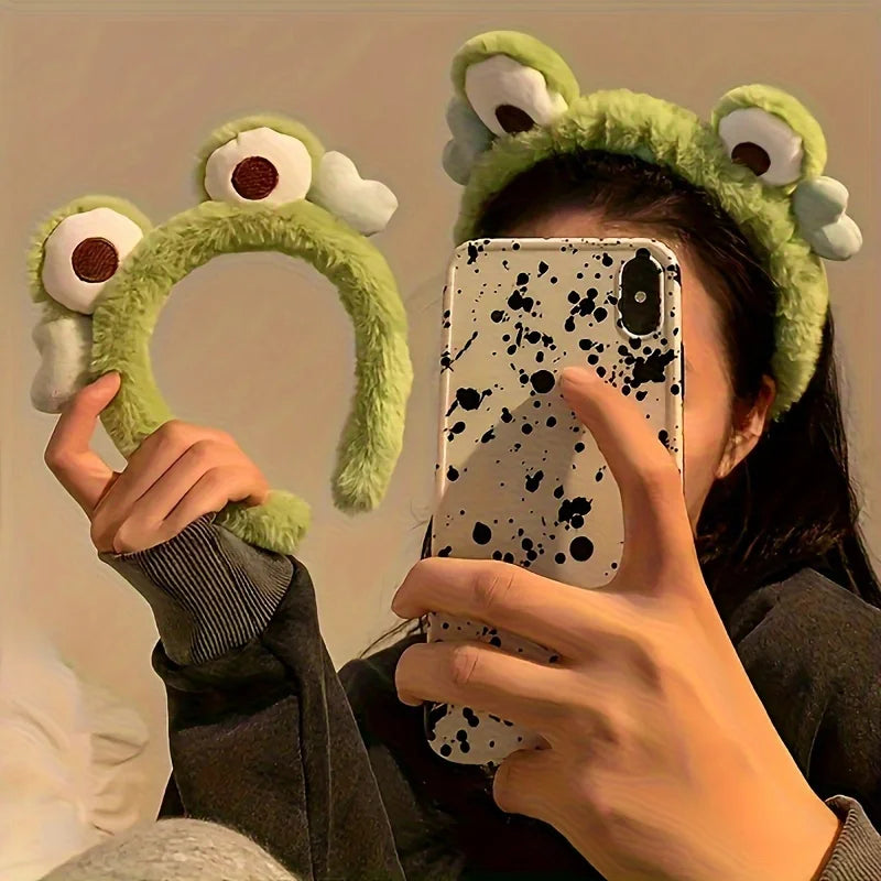 Stretchy Plush Face Wash Headband with Cute Eyes – 2 Pack Face Wash Headband Qme