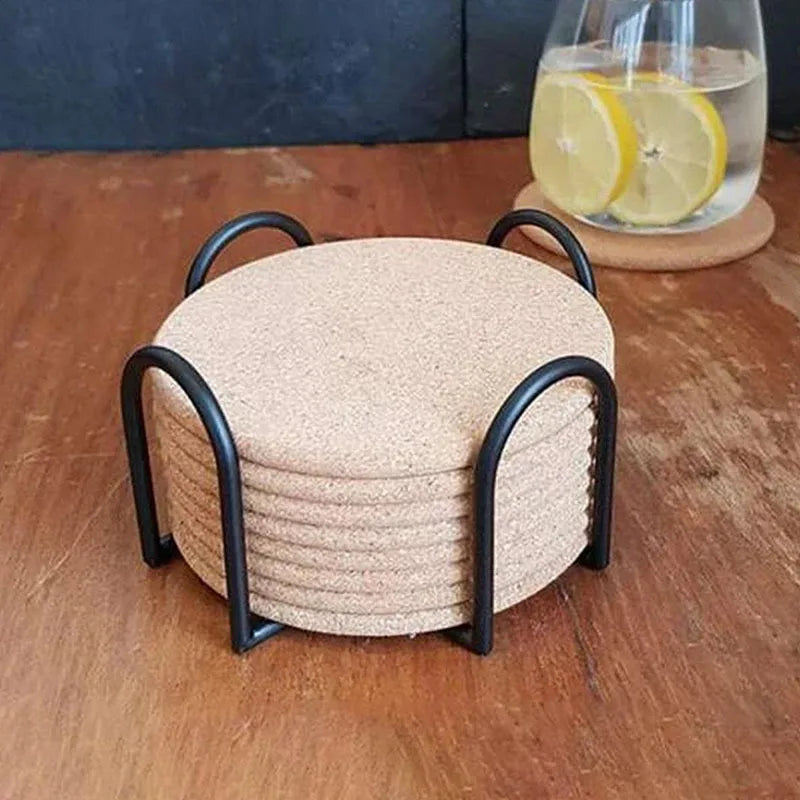 Cork & Ceramic Cup Mat Organizer Tabletop Stand | Qme Coaster Organizer Stand Qme