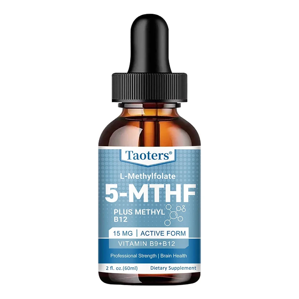 Organic Methyl Folate + Methyl B12 Liquid | 5-MTHF Berry Liquid Vitamin Supplement Qst 60ml 1 bottle