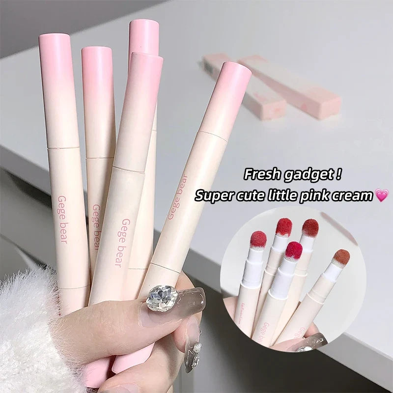 Gege Bear Sponge Tip Lip Powder Cream – Matte Lippie Gift Lip Powder Cream Qme