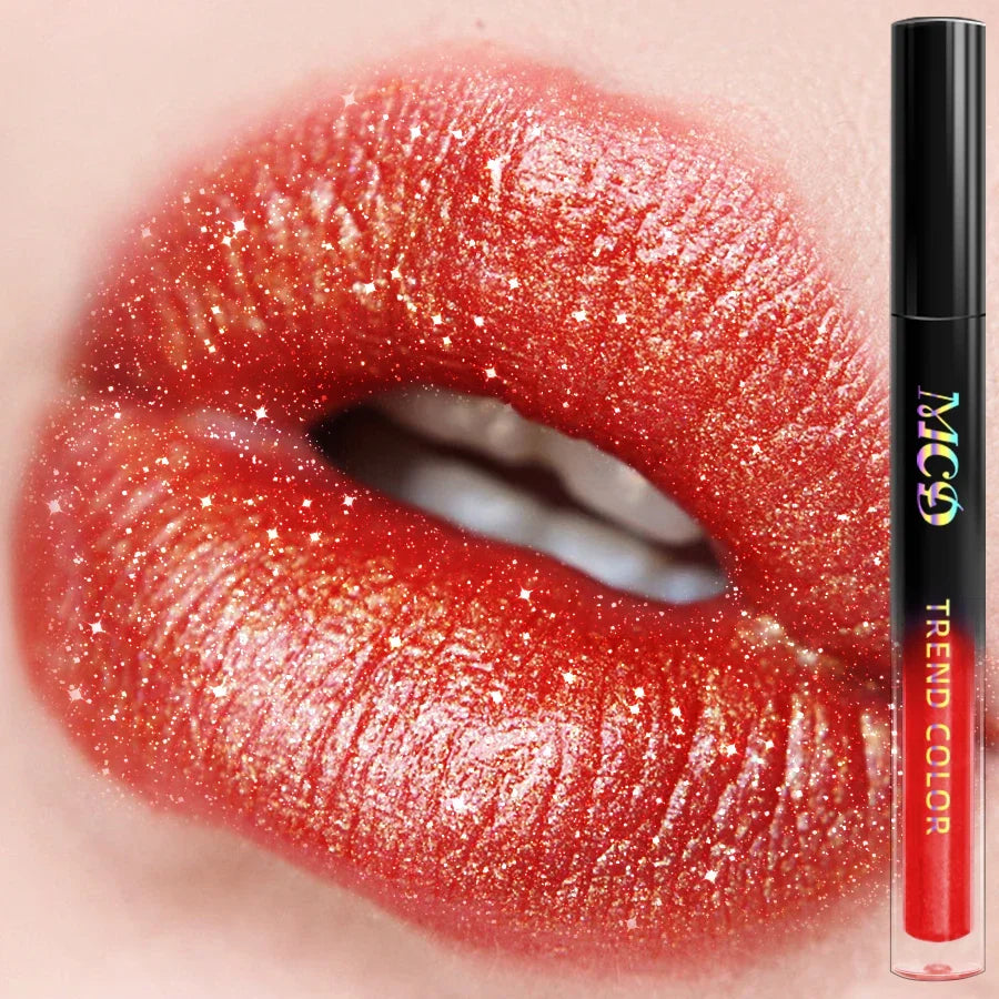 Qme 15-Color Glitter Lip Glaze Waterproof Liquid Lipstick Glitter Lip Glaze Qme
