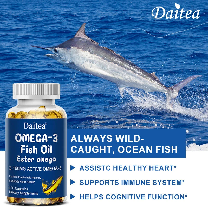 Wild Caught Omega-3 Fish Oil 3600mg – High EPA & DHA, Non-GMO Omega-3 Supplement Qst