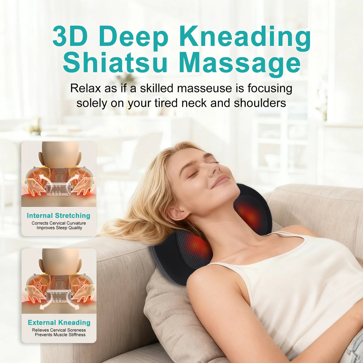 LEERCON 3D Shiatsu Neck & Back Massager Pillow with Heat Shiatsu Massager Pillow Qst