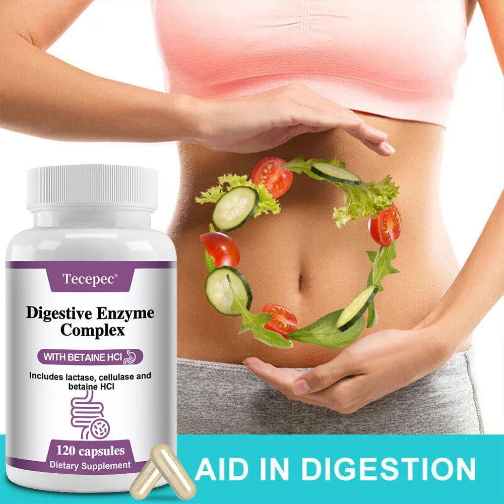 Tecepec Digestive Enzyme Capsules – 120 Count | Gut Support Digestive Supplement Qst
