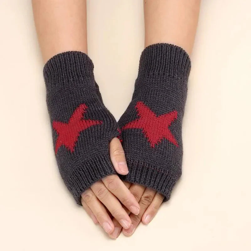 Women's Knitted Fingerless Gloves – Warm Soft Winter Half-Finger Mittens Fingerless Knit Gloves Qme A-11 Length -20cm