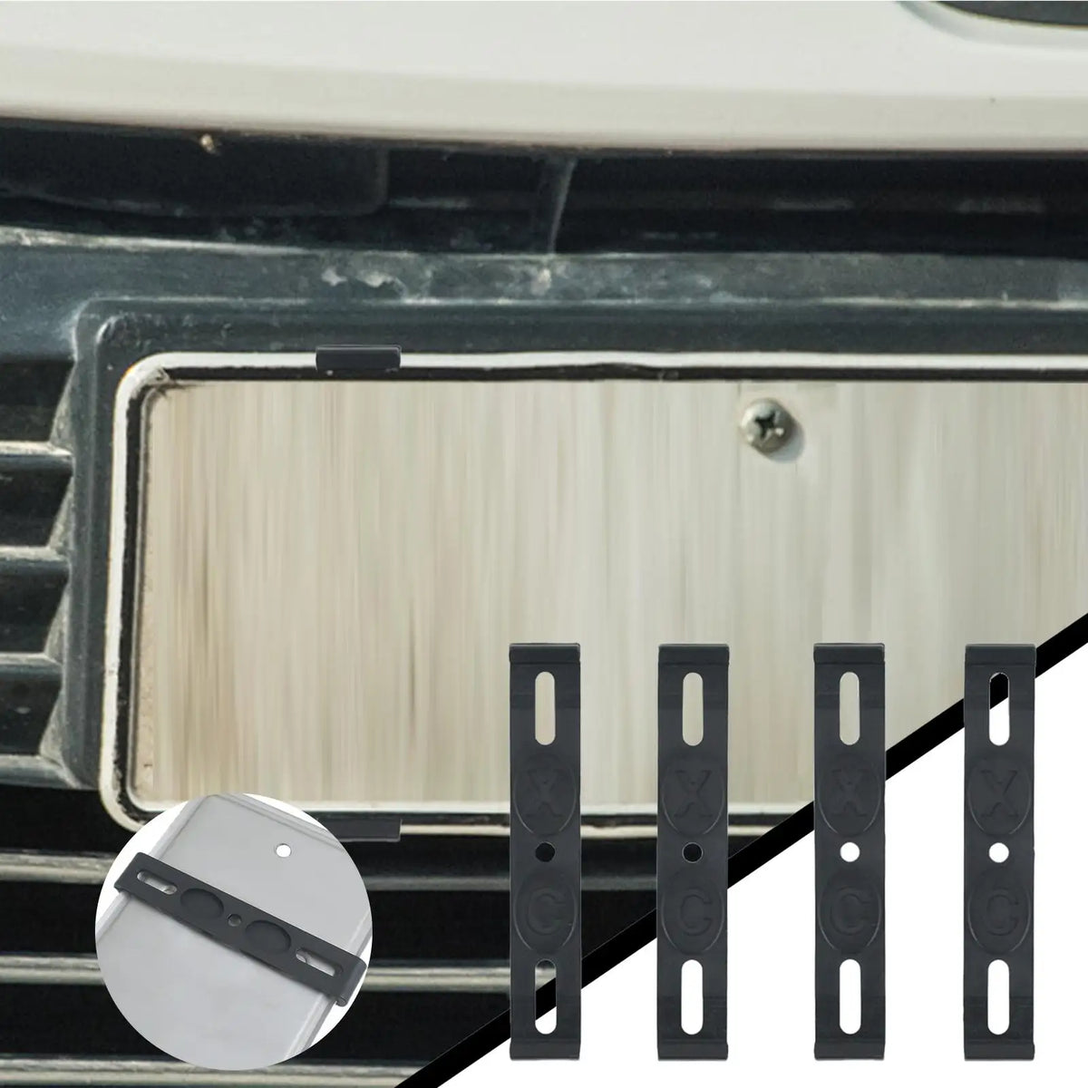 Weatherproof License Plate Frame | Front & Rear Car Tag Holder License Plate Frame Qme