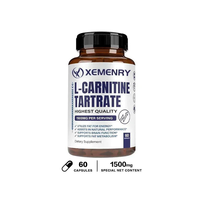 Xemenry L-Carnitine Tartrate 1500mg Capsules | Energy & Metabolism L-Carnitine Supplement Qst 60 Capsules
