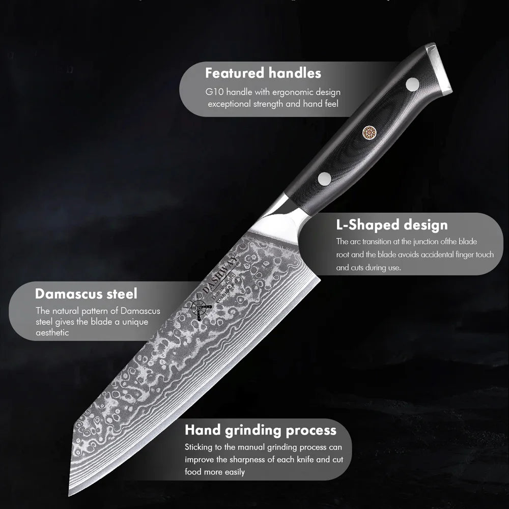 DASHWAY 6" Damascus Steel Bunka Kiritsuke Chef Knife – Japanese Damascus Chef Knife Qst