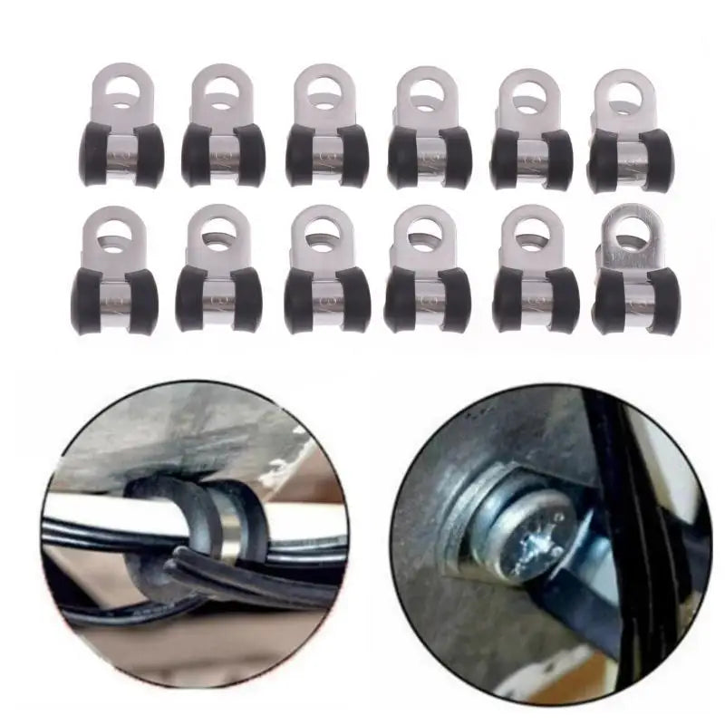 Brake & Gas Line Pipe R Clips – Stainless Steel 12-Pack Pipe Fixing Clamps Qme