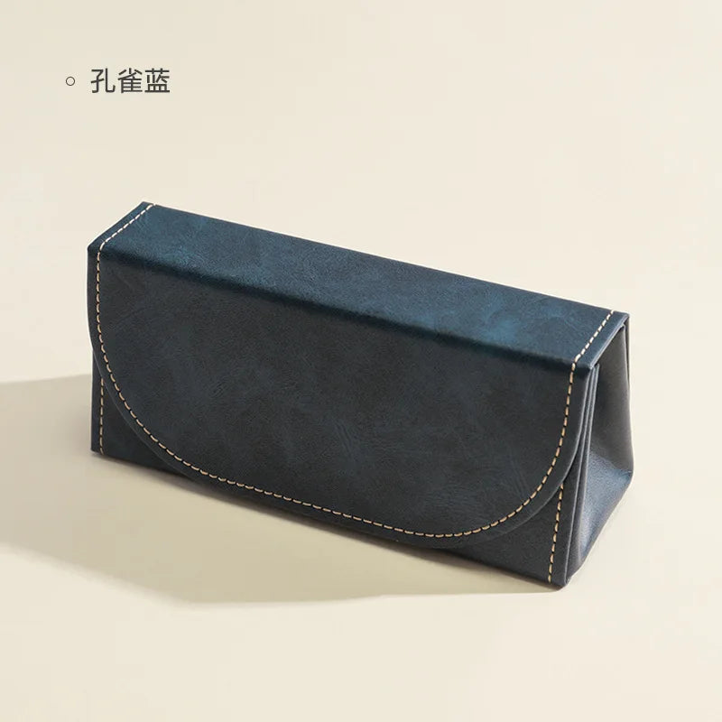 Premium PU Leather Large Capacity Men's Eyeglass Case Eyeglass Case Qme Peacock Blue Storage