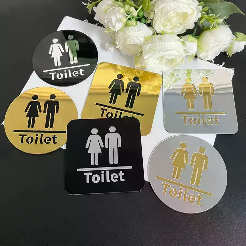 3D Acrylic Bathroom Sign Men Women – Self-Adhesive Wall Sticker Bathroom Door Sign Qme