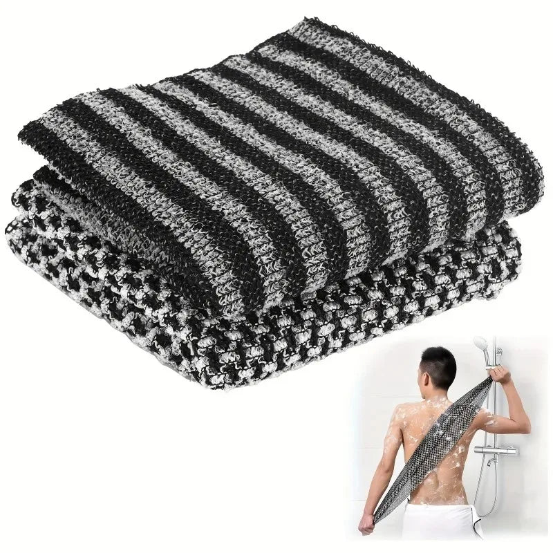 Exfoliating Bath Scrub Towel with Ergonomic Handle | 2-Pack Bath Scrub Towel Qme