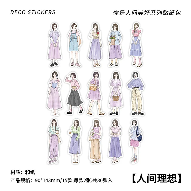 Korean Cartoon Character Stickers – DIY Scrapbook & Diary Decorative Sticker Pack Qme B