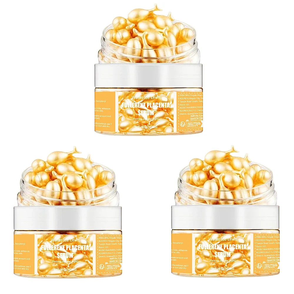 Collagen Face Serum Capsules – Firming, Brightening & Hydrating Face Serum Capsules Qme 50Pcs 3 bottles