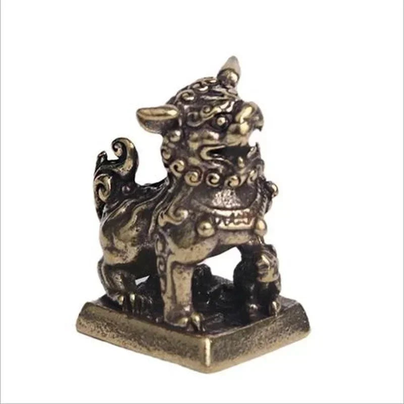 Creative Brass Lion Keychain Pendant Car & Home Decor Decorative Keychain Pendant Qme A