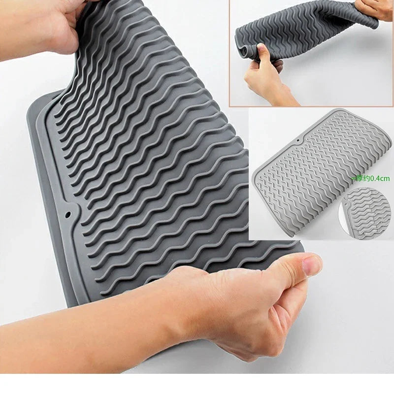 Large Silicone Dish Drying Mat – Draining Sink & Trivet Dish Drying Mat Qme