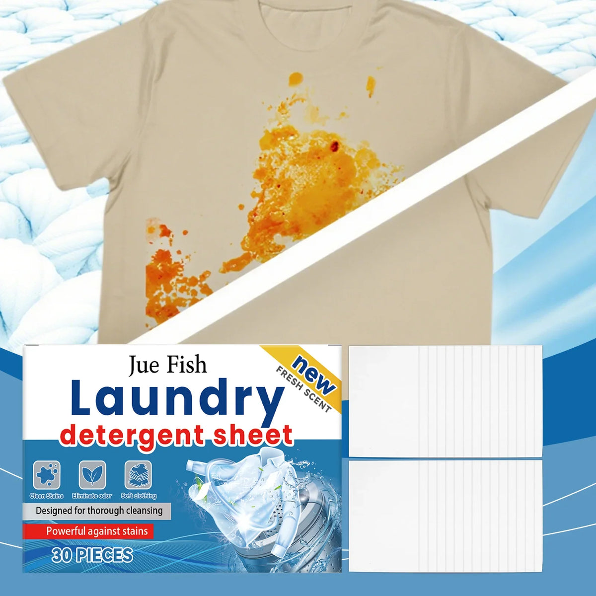 Jue Fish Laundry Detergent 30ct – Gentle & Powerful Stain Removal Laundry Detergent Qme