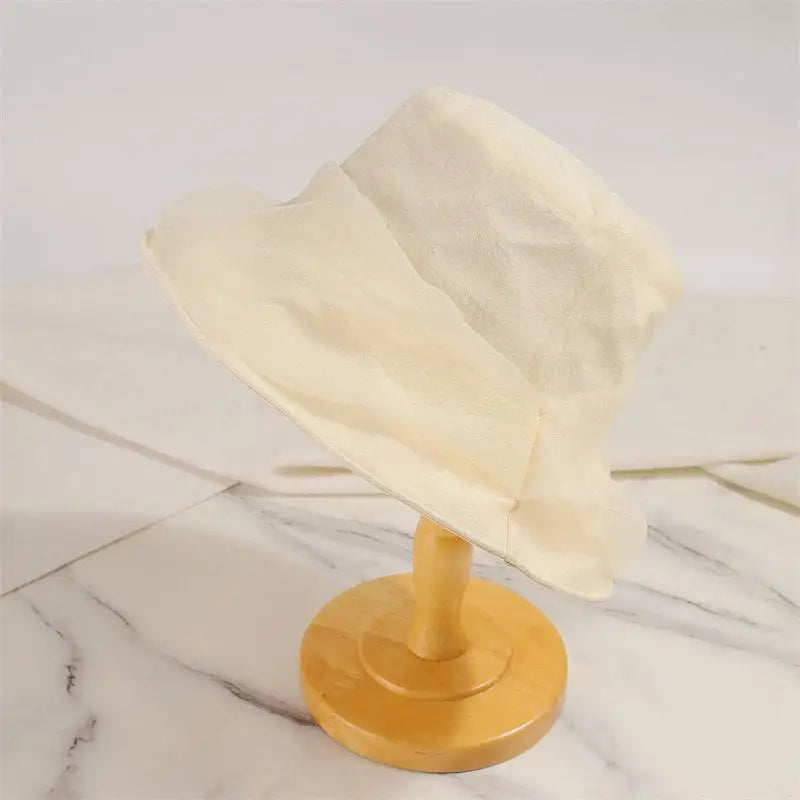 Women's Organza Fisherman Sun Hat – Stylish Summer Outdoor Sun Hat Qst one size A