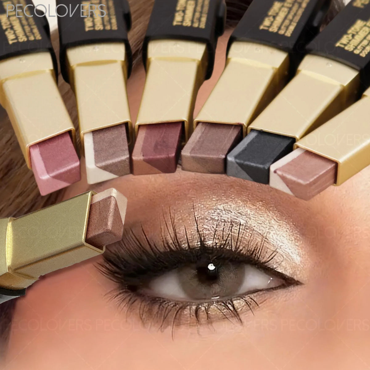 Pearl Shimmer Two-Tone Eyeshadow Stick – Pigmented & Long-Lasting Eyeshadow Stick Qme
