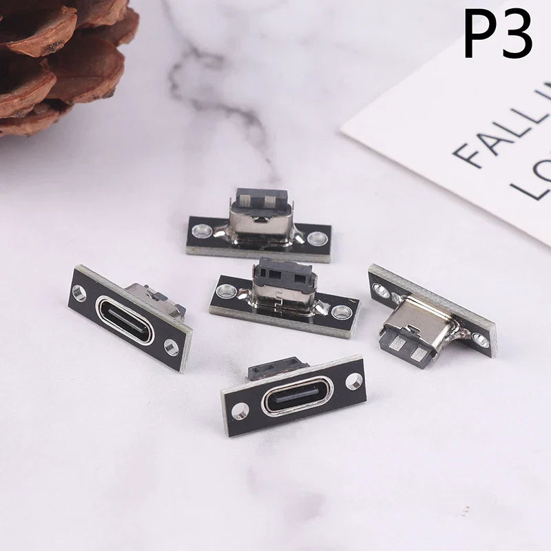 USB Type-C Female Socket Screw Fixing Plate 2Pin 4Pin Connector USB-C Connector Jack Qme style 3