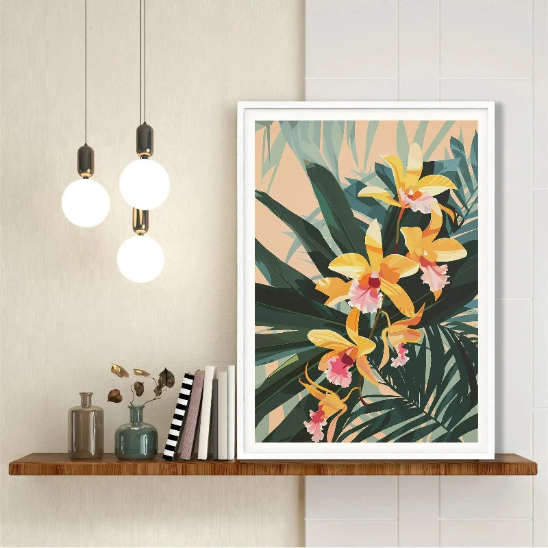 Minimalist Botanical Canvas Wall Art – Bamboo Tropical Leaf Canvas Wall Art Qst