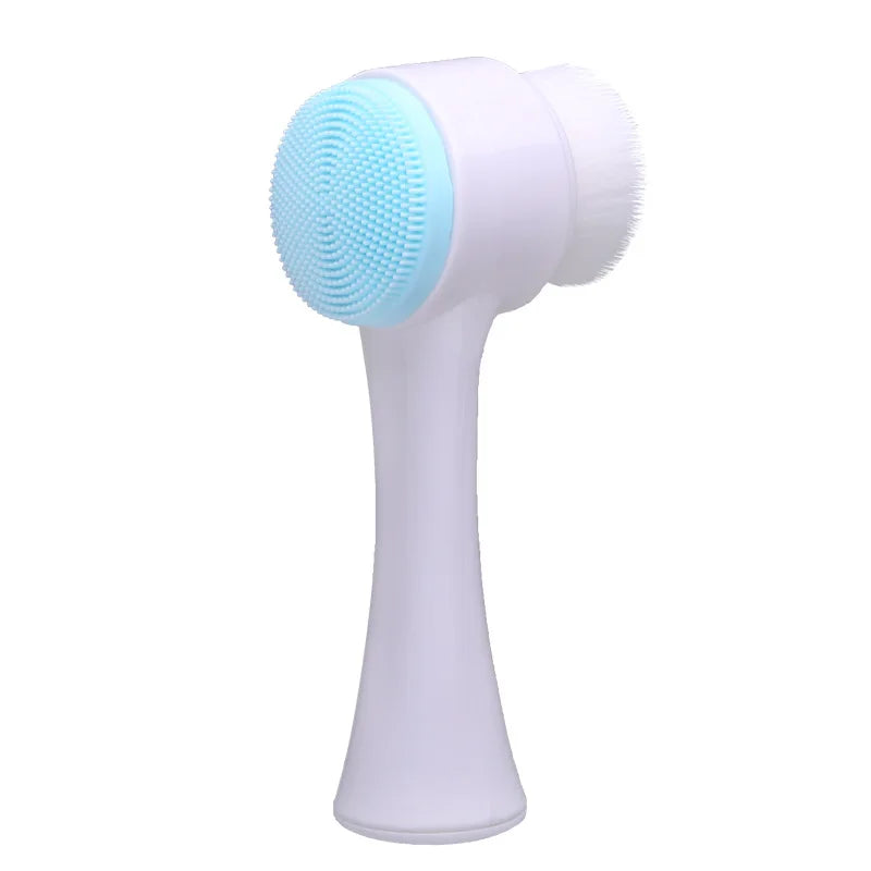 3D Double-Sided Silicone Facial Cleansing & Massage Brush Facial Cleansing Brush Qst Blue