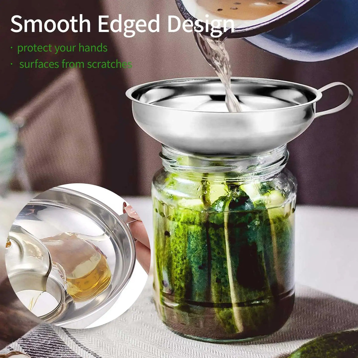 Stainless Steel Canning Funnel with Handle for Mason Jars Canning Funnel Qme