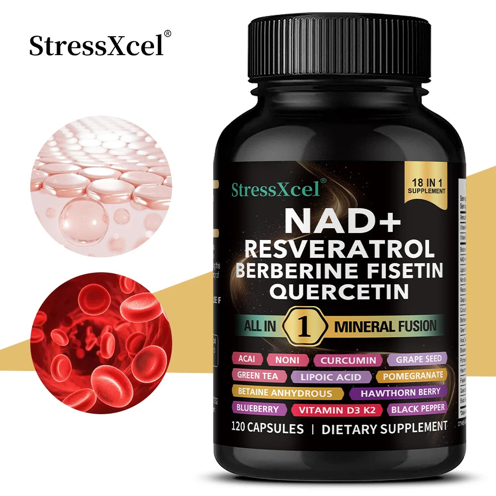 NAD+ Supplement with Resveratrol – Cellular Energy, 120 Softgels NAD+ Supplement Qst