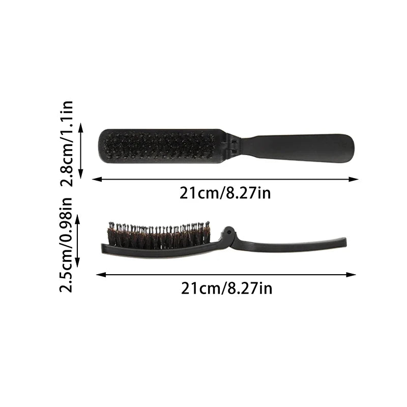 Foldable Boar Bristle Hair Brush & Scalp Massager – Travel Foldable Hair Brush Qme onesize