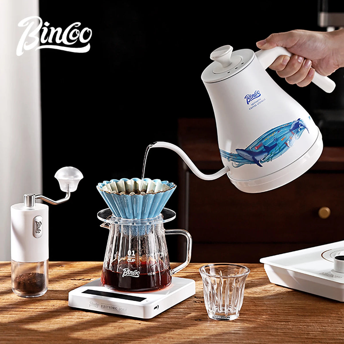 BINCOO 1L Smart Gooseneck Electric Kettle – Temperature Control 220V Gooseneck Electric Kettle Qst