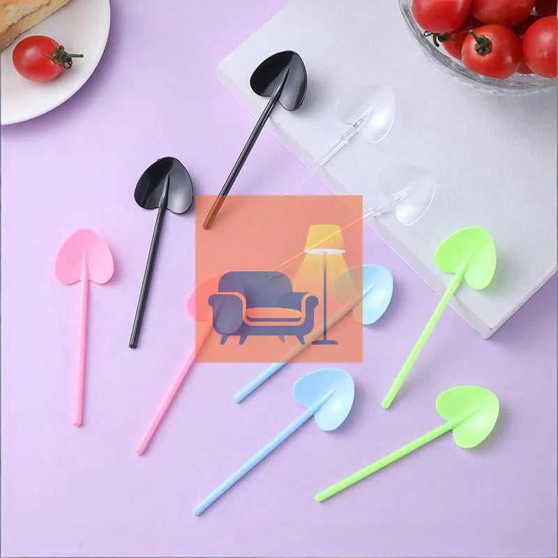 Heart Shape Disposable Dessert Spoons – Colorful Long Handle Disposable Dessert Spoons Qme