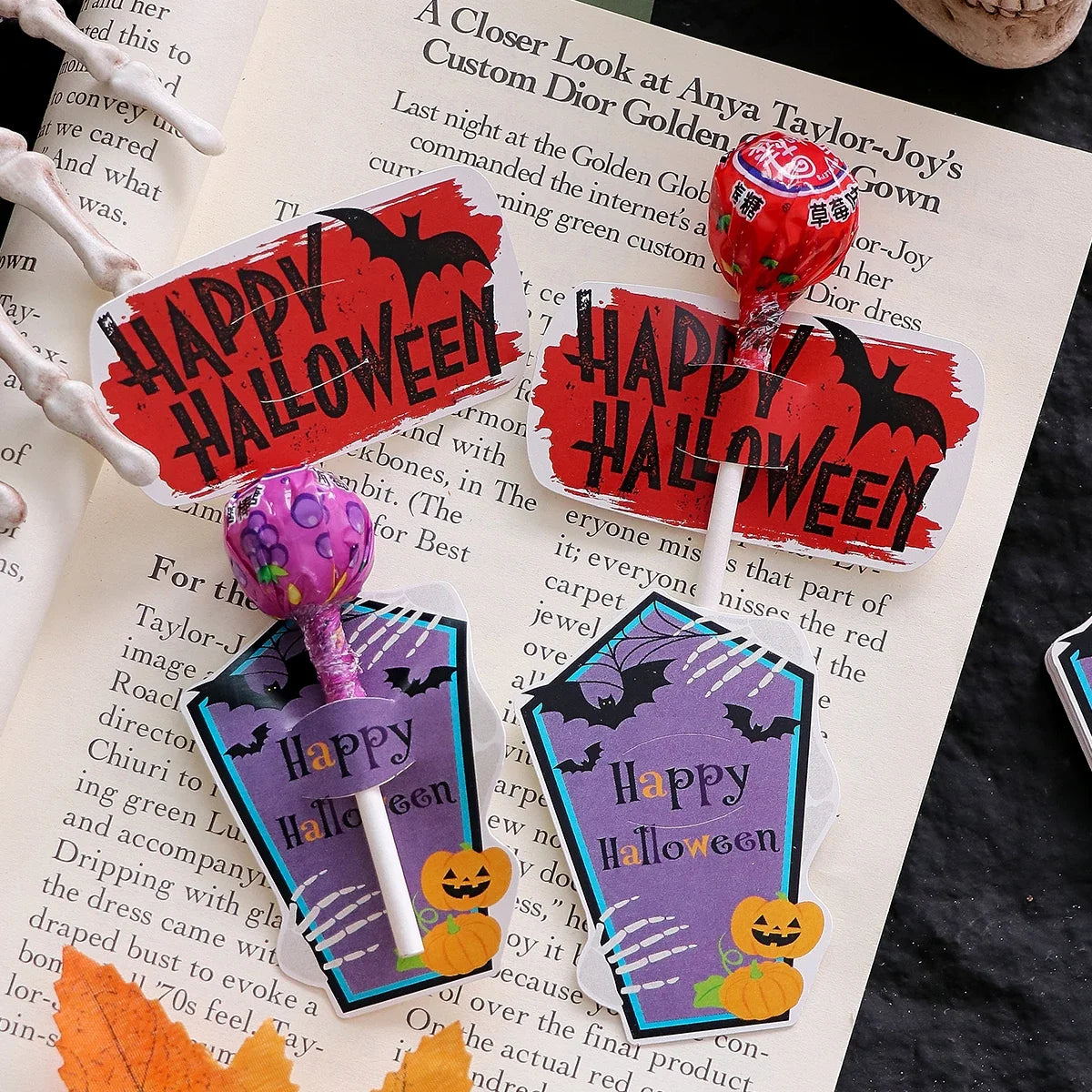 Halloween Lollipop Cards for Kids – 30 Pack, 4 Designs Halloween Party Favors Qme