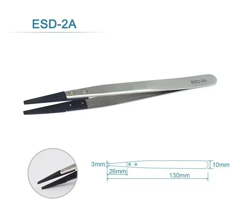 Watch Hand Installation Tweezers – Straight & Elbow ESD-Safe Precision Tweezers Qme ESD-2A