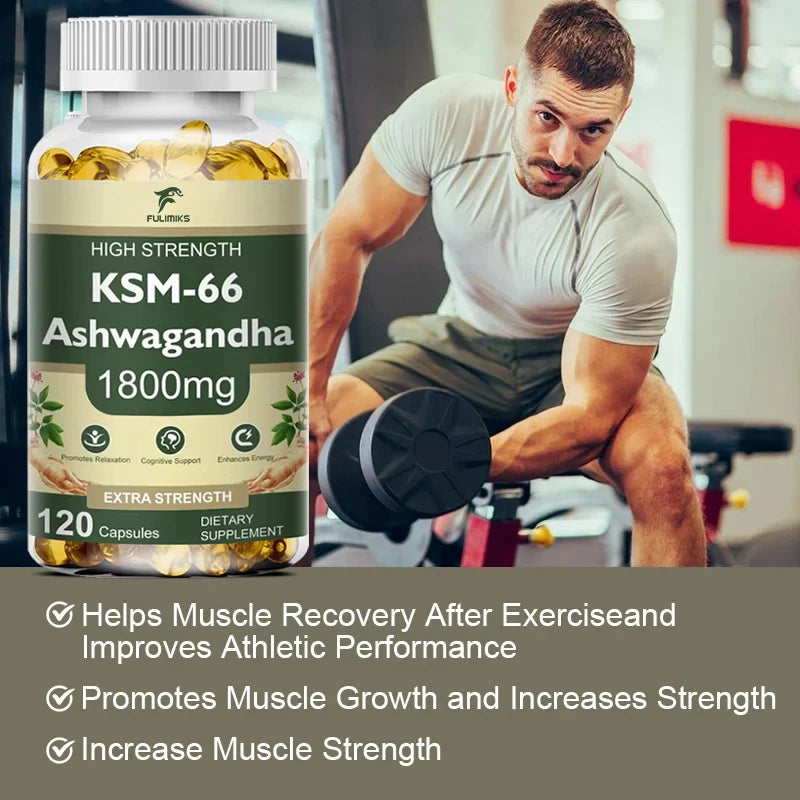 KSM-66 Ashwagandha 2100mg Capsules – Energy, Focus & Performance Herbal Supplement Qst