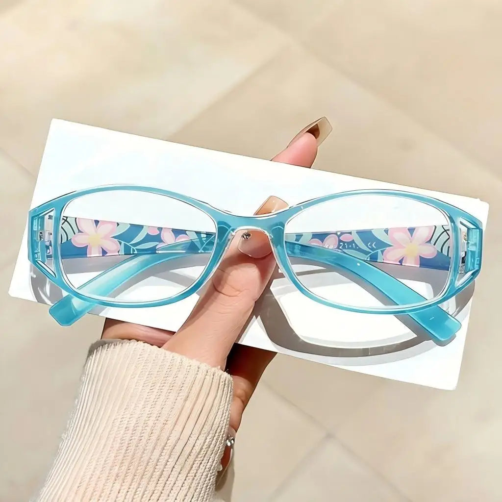 VOPHA L8 Retro Square Reading Glasses Anti Blue Light +100–+300 Reading Glasses Qst Blue +150