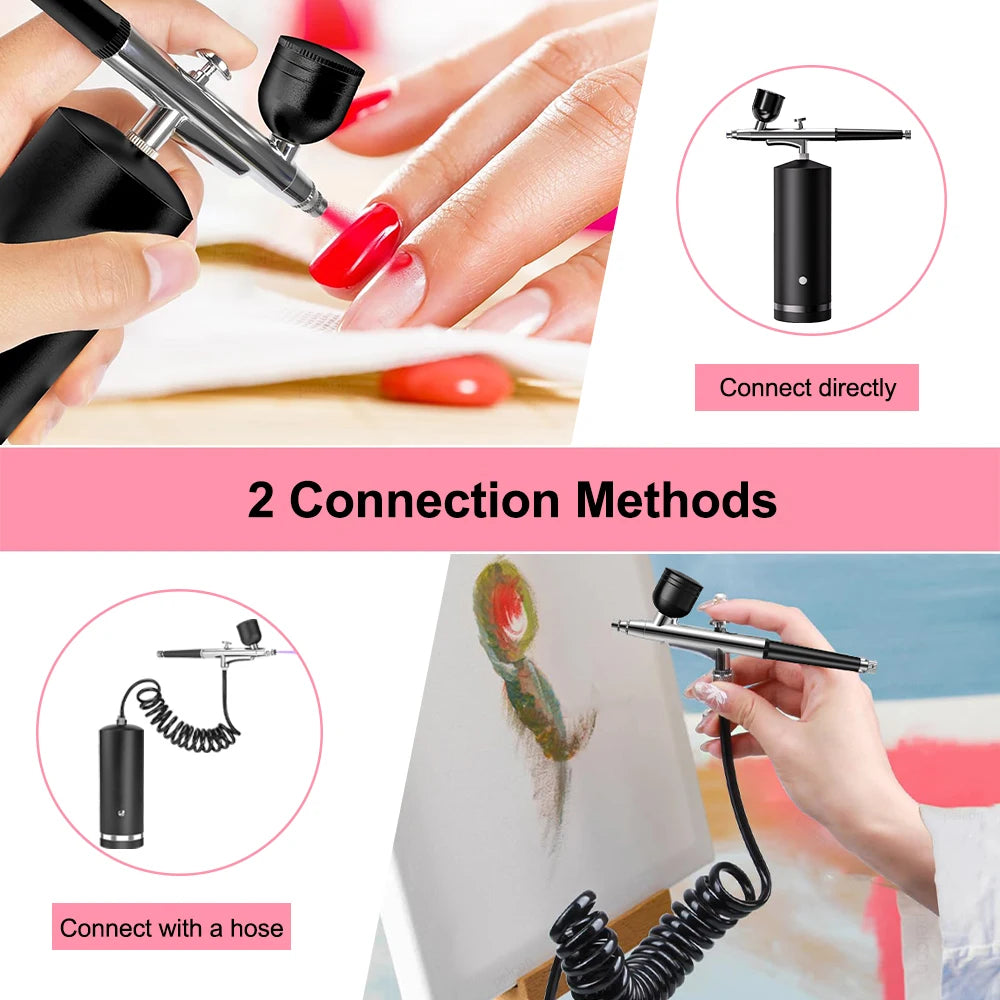 Peicon Mini Airbrush Kit with Compressor – Nail Art & Makeup Airbrush Kit Qst
