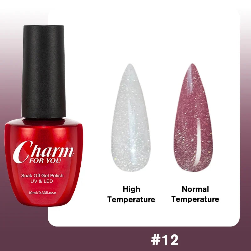 Thermochromic Diamond Nail Polish – Color-Changing Shimmer Nail Art Polish Qme 12