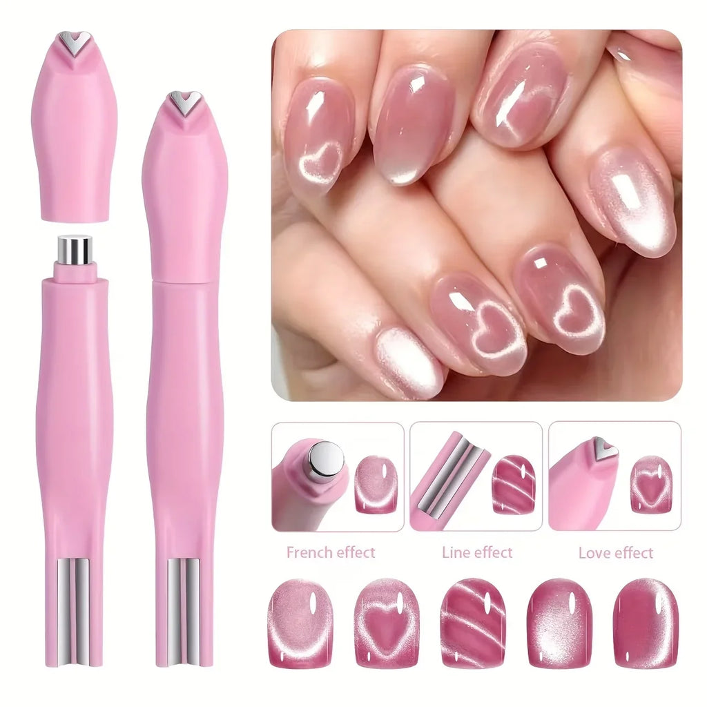 Y2K Nail Art Set – Heart, Snake & Cat Eye Checkered Design Nail Art Set Qme