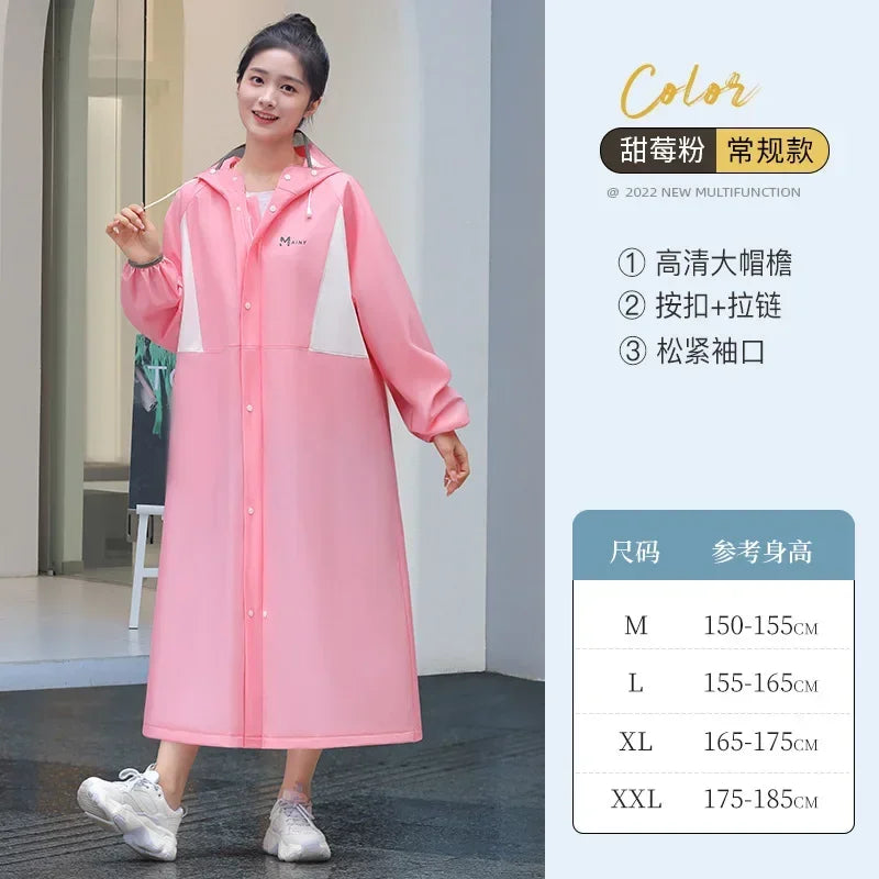 Full Body Cycling Raincoat for Electric Bikes & Motorcycles Cycling Rain Gear Qme Pink- Classic M