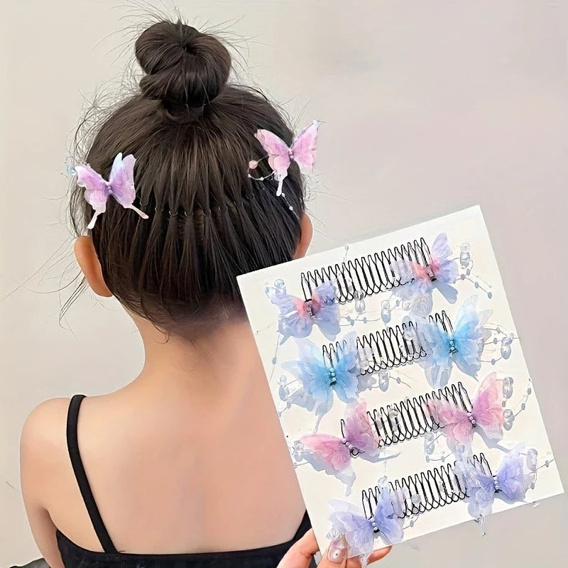 Cute Invisible Butterfly Hair Clip U-Shaped Stretchable Butterfly Hair Clip Qme