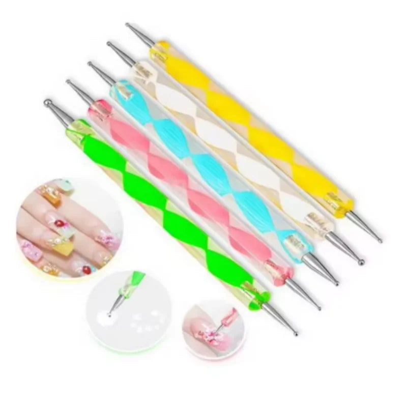 Nail Dotting Pens Set | Rotatable DIY Nail Art Tools 5–10 Pc Nail Art Dotting Set Qme