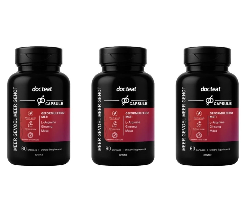 Docteat Men's Herbal Capsules – L-Arginine, Ginseng & Maca 60CT Herbal Wellness Capsules Qst 180 Count(Pack of 3)