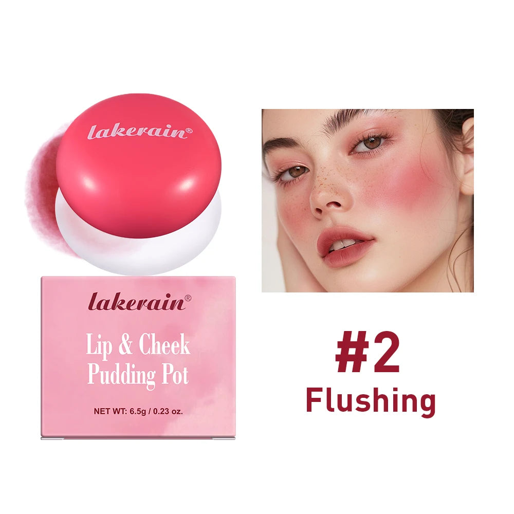 Lakerain 2-in-1 Lip & Cheek Pudding Pot Soft Matte Blush Lip & Cheek Blush Qst Flushing