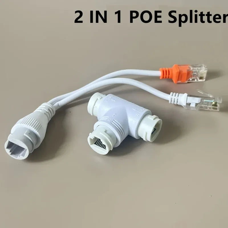 RJ45 Ethernet Splitter 1-to-2 PoE Adapter 4P8C Connector Ethernet Splitter Adapter Qme