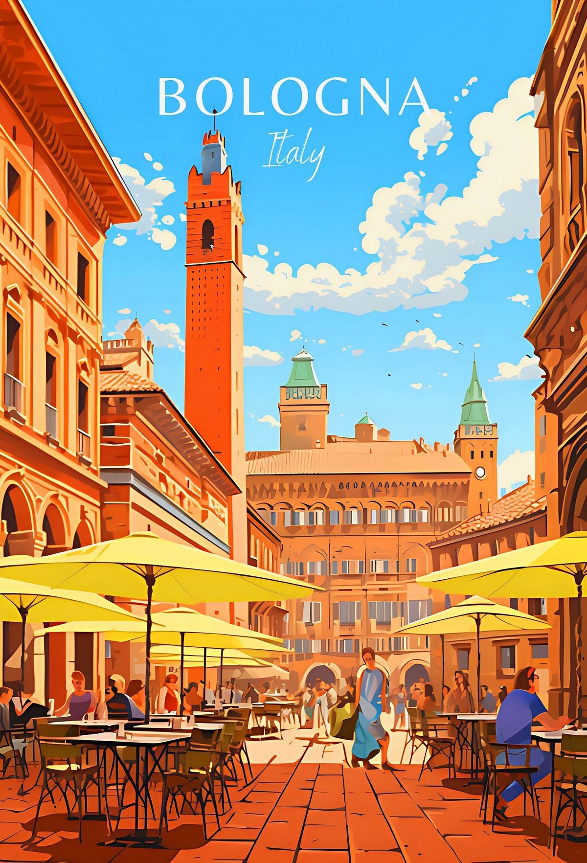 Italy City Canvas Wall Art – Colorful Fantasy Travel Poster Canvas Wall Art Qst 10 40x60cm Unframed